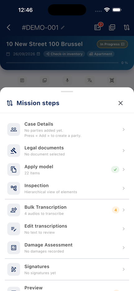 Case steps