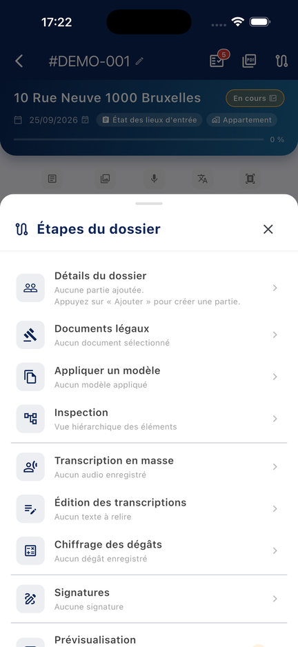 Étapes du dossier