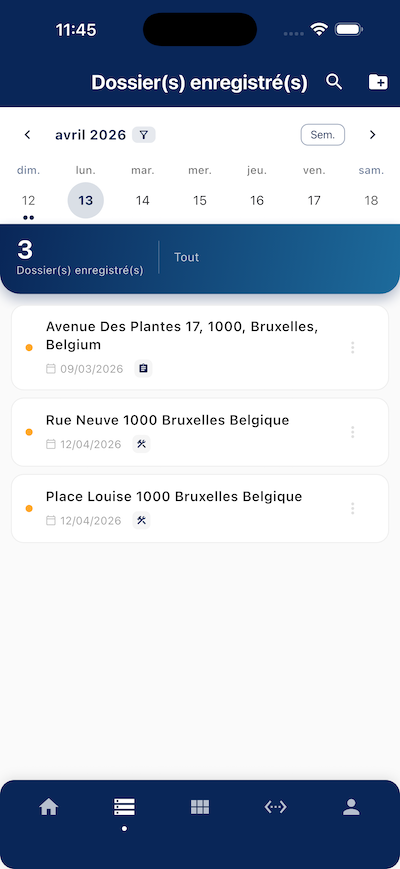 Liste des dossiers